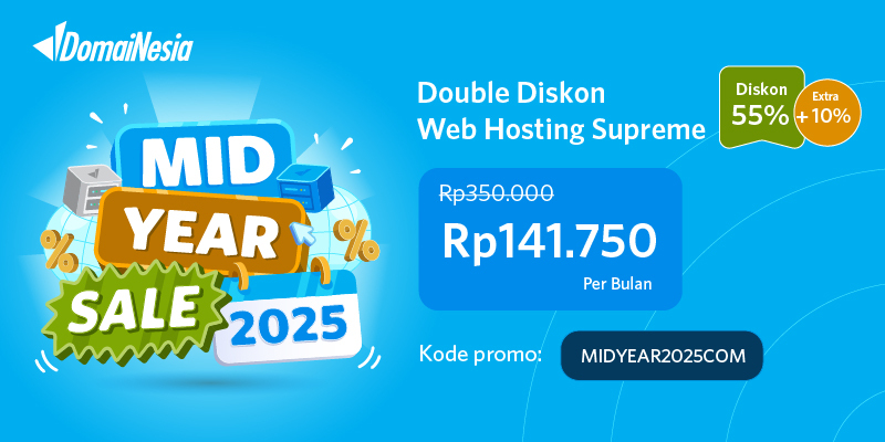 Double Diskon Web Hosting Supreme! Diskon 55% + Ekstra 10%